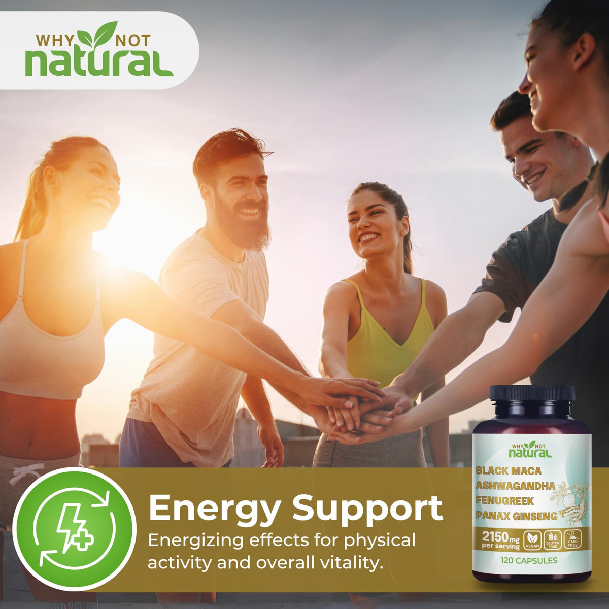 Organic Black Maca Root Ashwagandha Fenugreek Panax Ginseng Capsules Y99207
