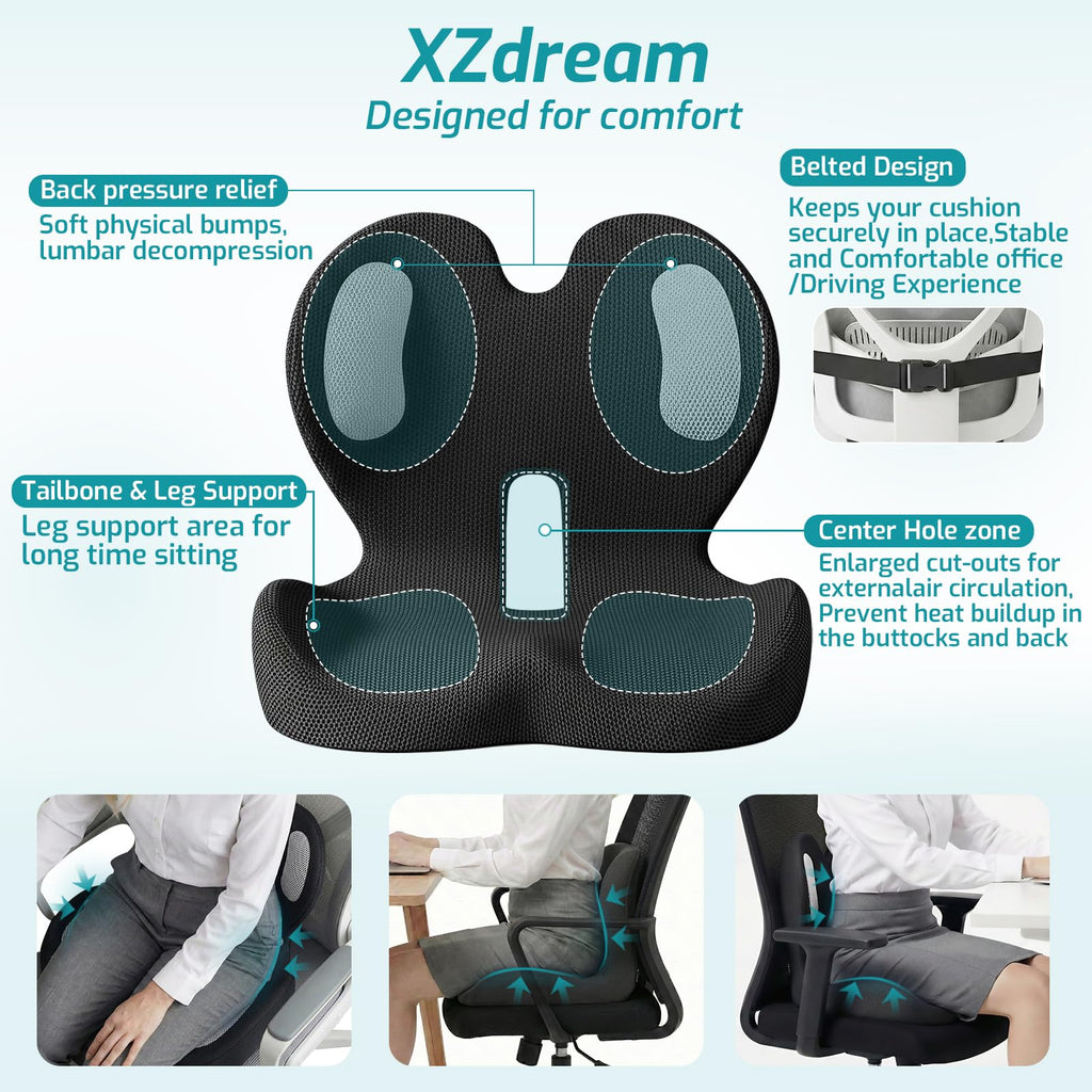 Ergonomic Seat Cushion & Lumbar Support Pillow K18874