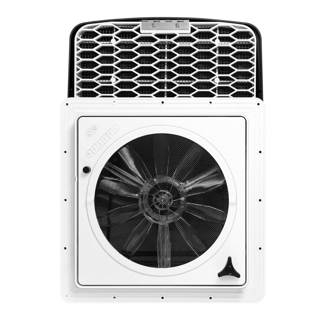 RV Roof Vent Fan 6-Speed Reversible 12V Smoked 14" x 14" V81054