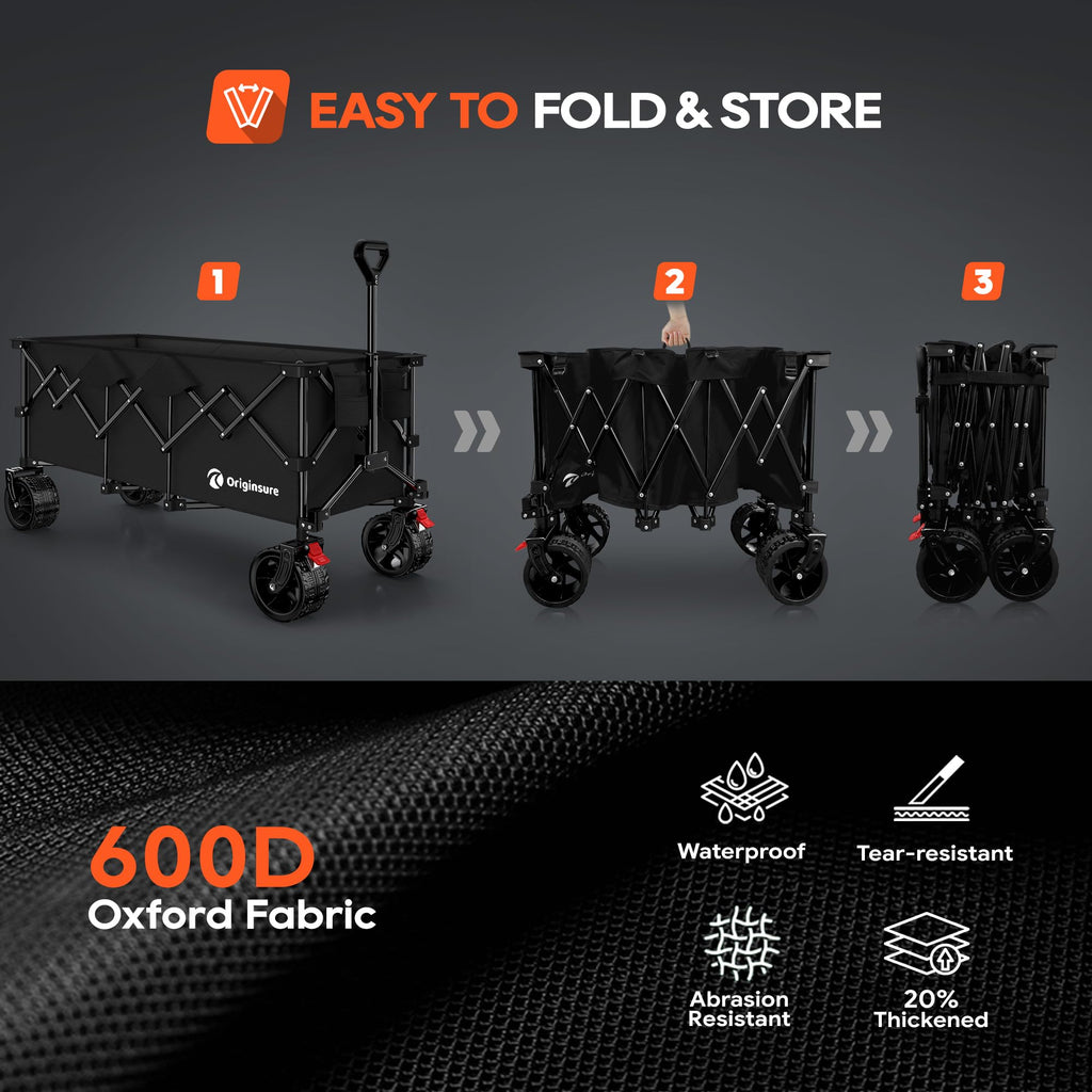 Black Foldable Beach Wagon with Big Wheels T189793
