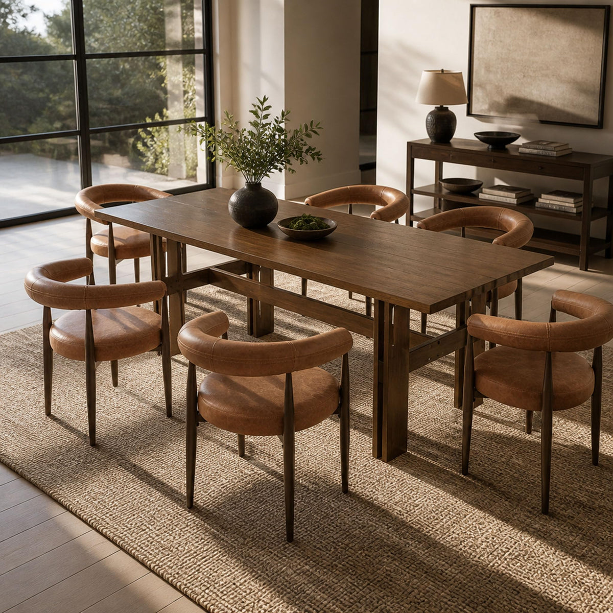 7-Piece Rubber Wood Dining Table Set with Chairs P448