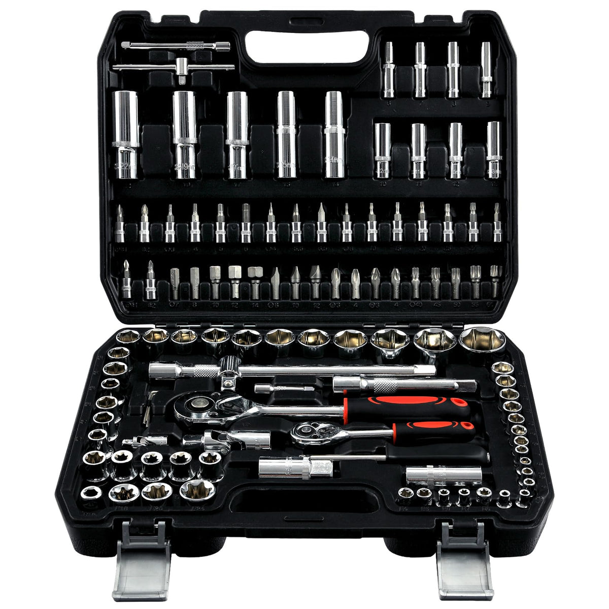 108 Piece Mechanics Tool Set Metric and Standard 1/4" & 1/2" Socket Set M71186
