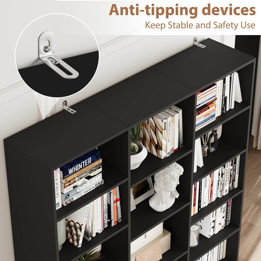 Triple Wide Bookshelf with 17 Display Shelves Q6481