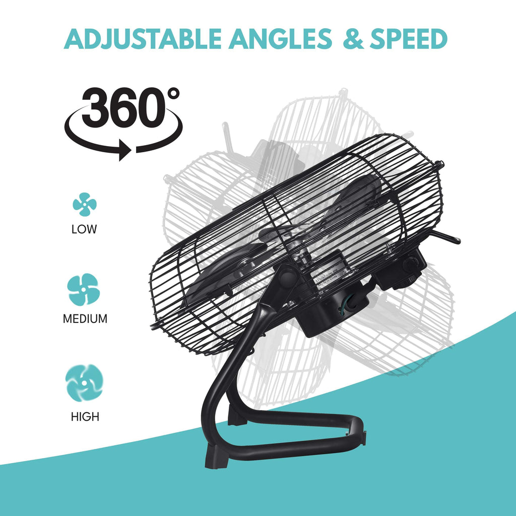 20 in. 3 Speed Metal Floor Fan in Black with Tilting Head N3580