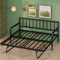 Twin Daybed with Pop Up Trundle, Metal Steel Slats, Black V878433