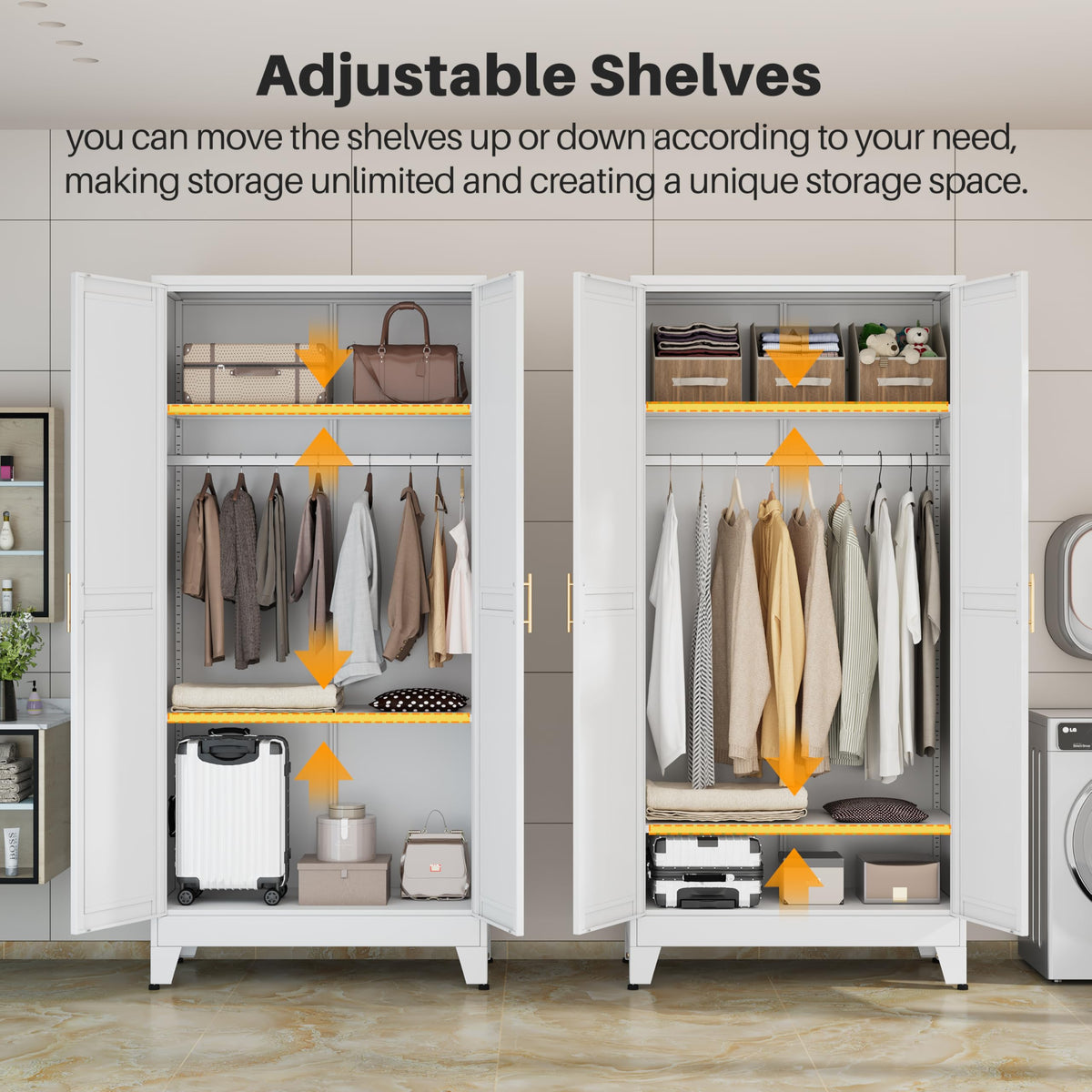 Metal Armoire Wardrobe Closet with Mirror H992
