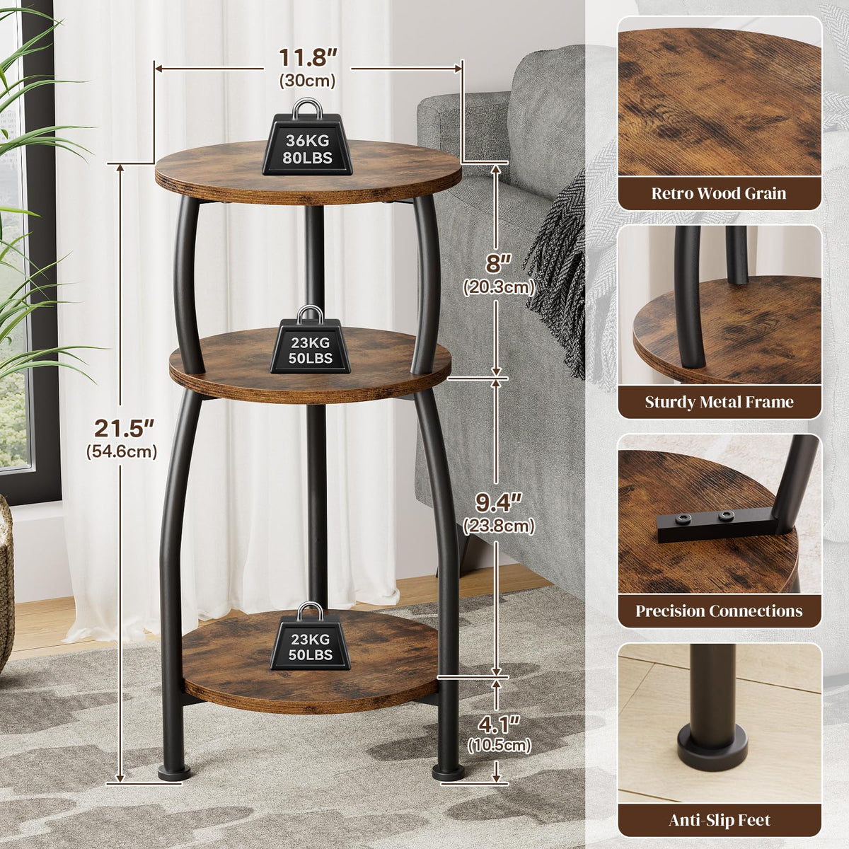 Round 3-Tier Side Table L59222