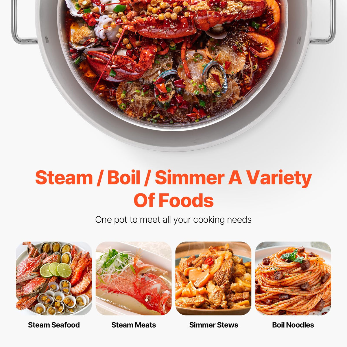 60 Qt Aluminum Seafood Boiling Pot with Strainer and Burner D7923