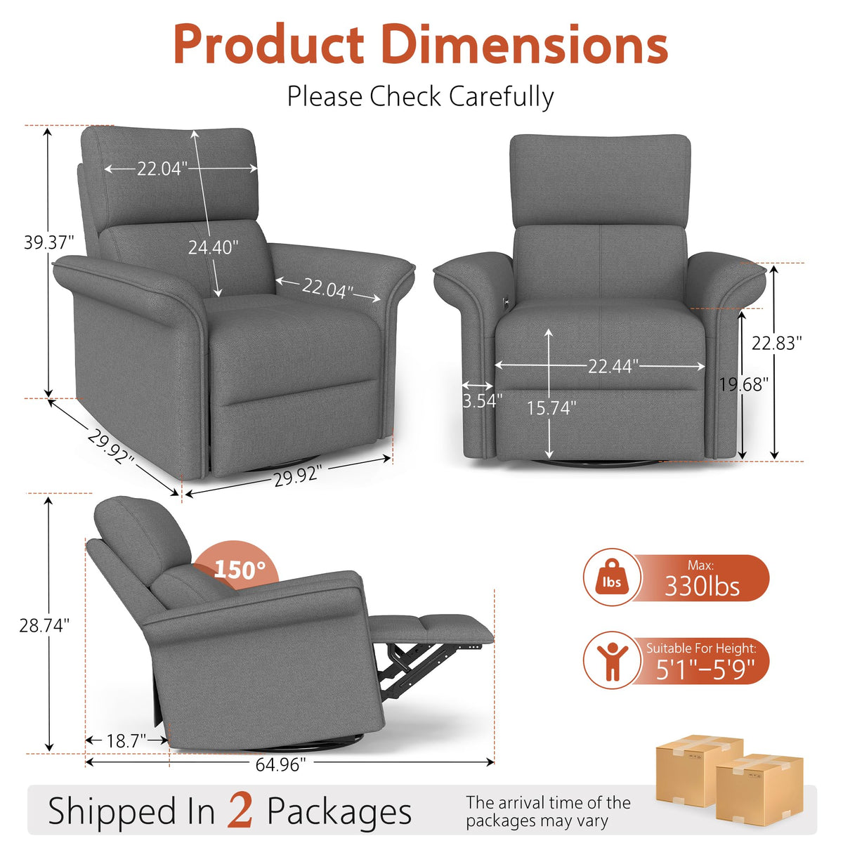 Power Swivel Rocker Recliner Chair L573
