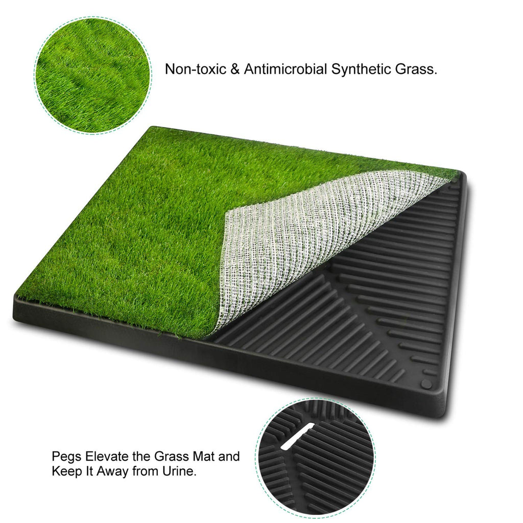 Artificial Grass Dog Potty Mat with Removable Waste Tray W592627