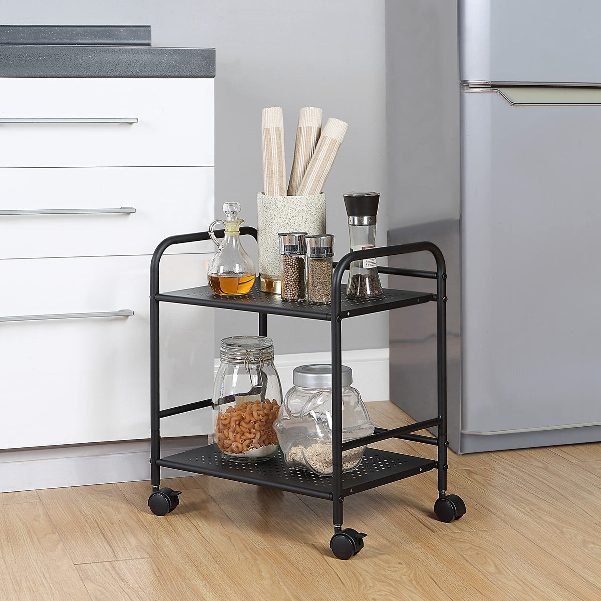 2-Tier Metal Rolling Utility Cart K75857
