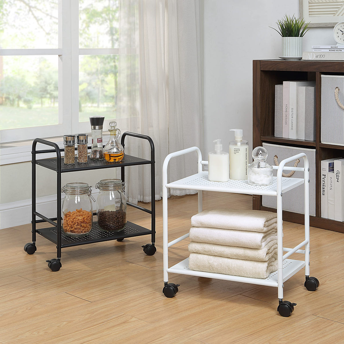 2-Tier Metal Rolling Utility Cart K75857