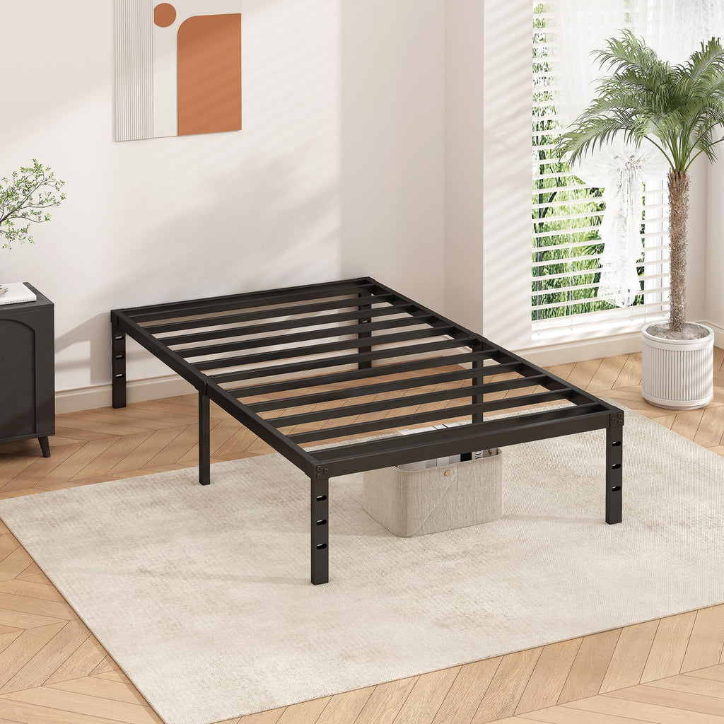 14 Inch Tall Black Metal Platform Twin Size Bed Frame F2379