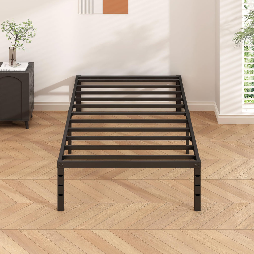 14 Inch Tall Black Metal Platform Twin Size Bed Frame F2379