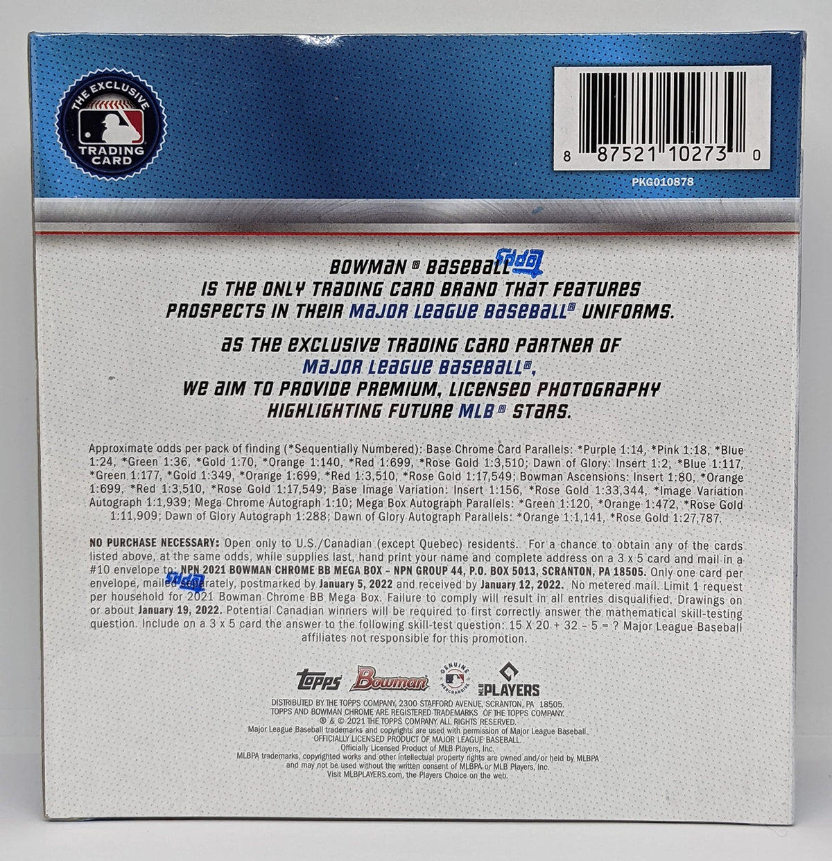 Bowman Chrome MLB Baseball Mega Box V80044