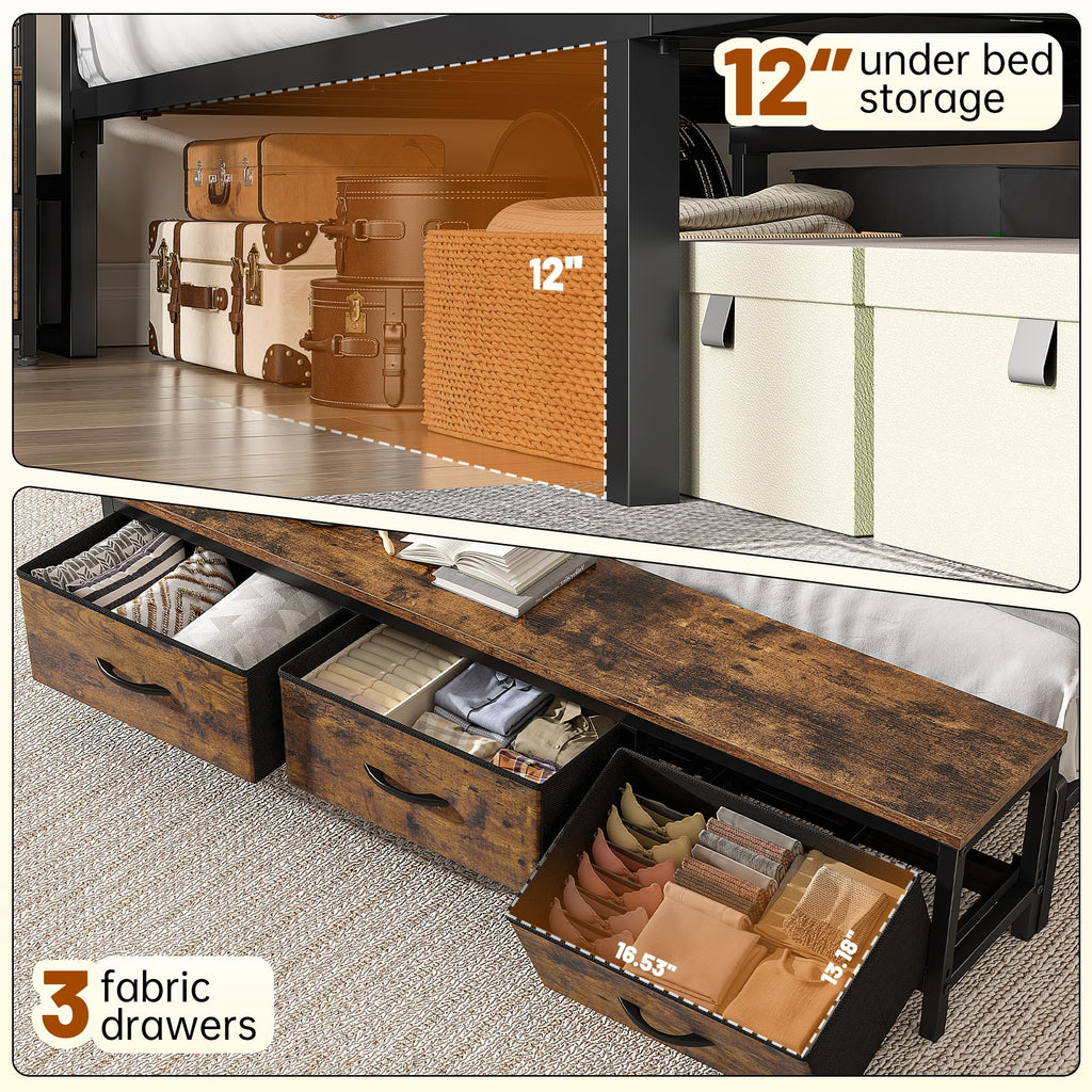 Queen Bed Frame with Ottoman & Charging Station N760