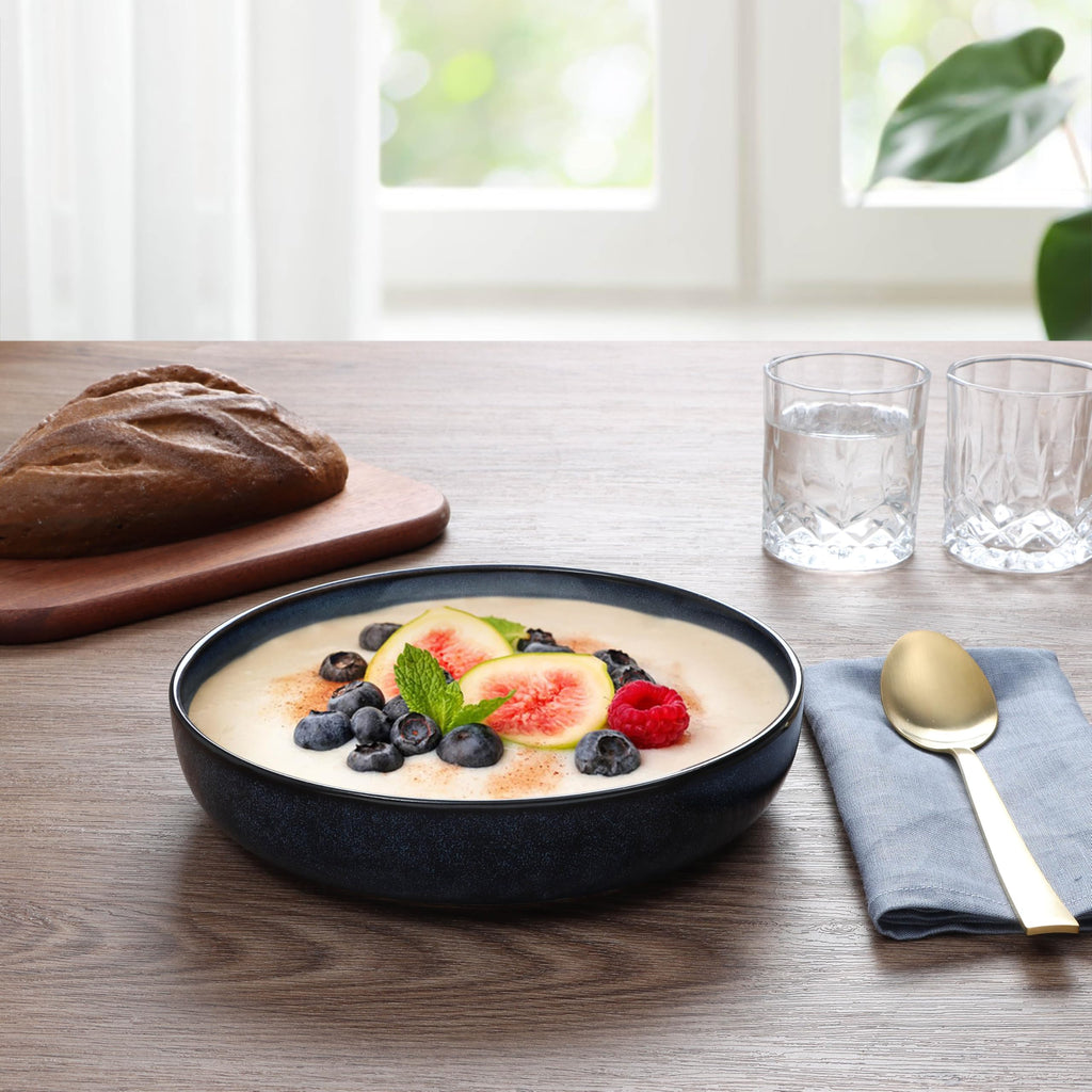 Blue Stoneware Pasta Bowls Set of 4 F77291